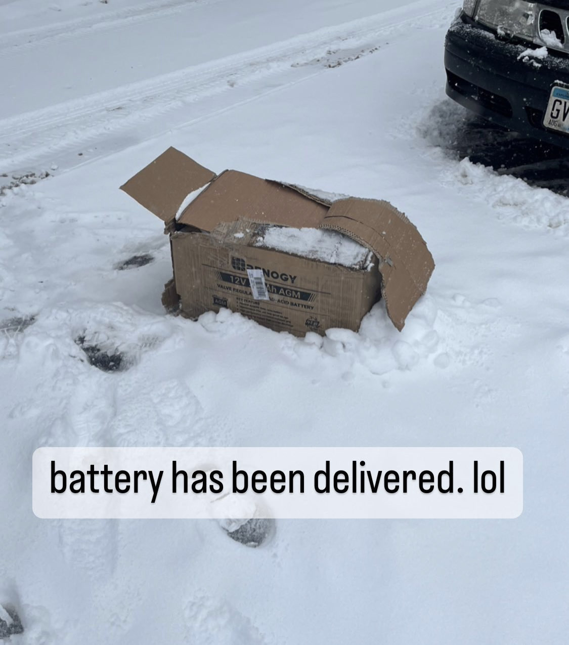 battery in the middle of the driveway