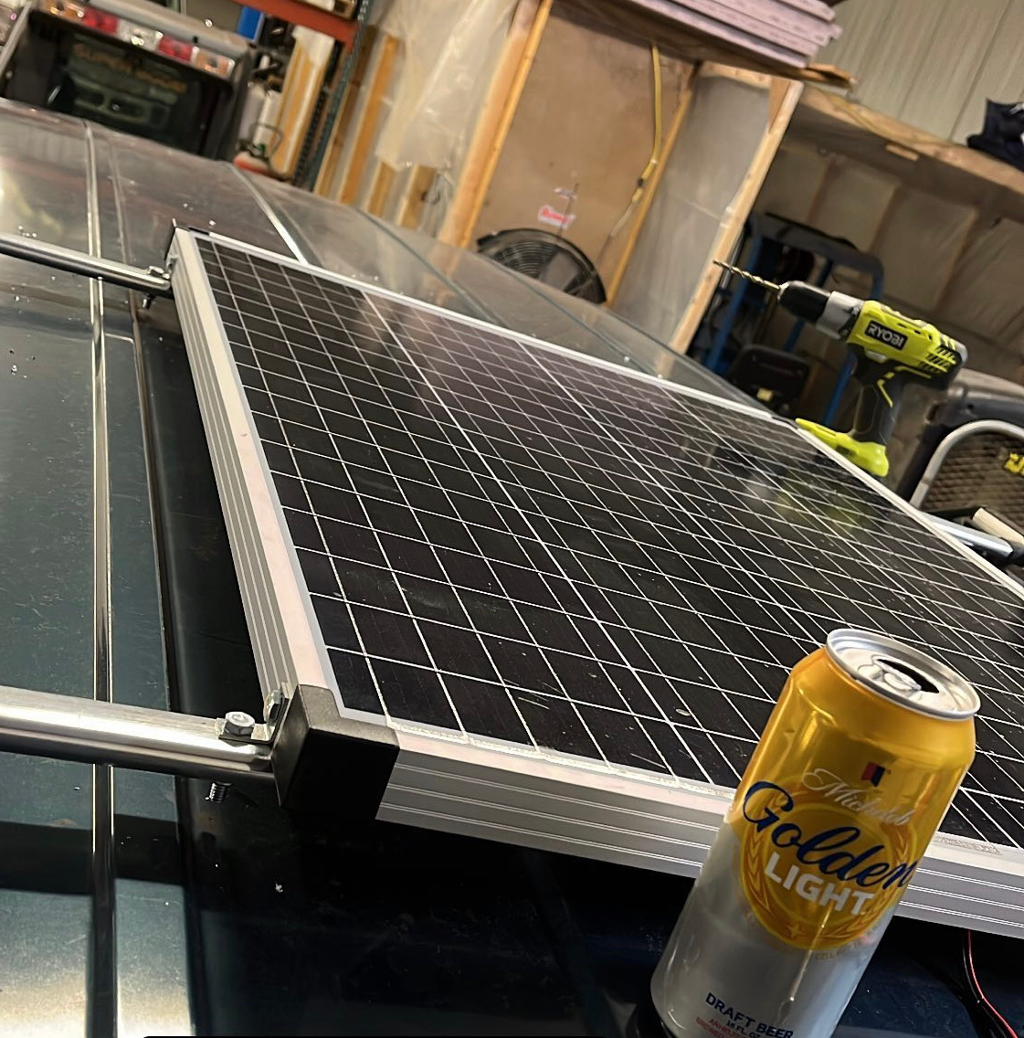 solar panel with beer cameo
